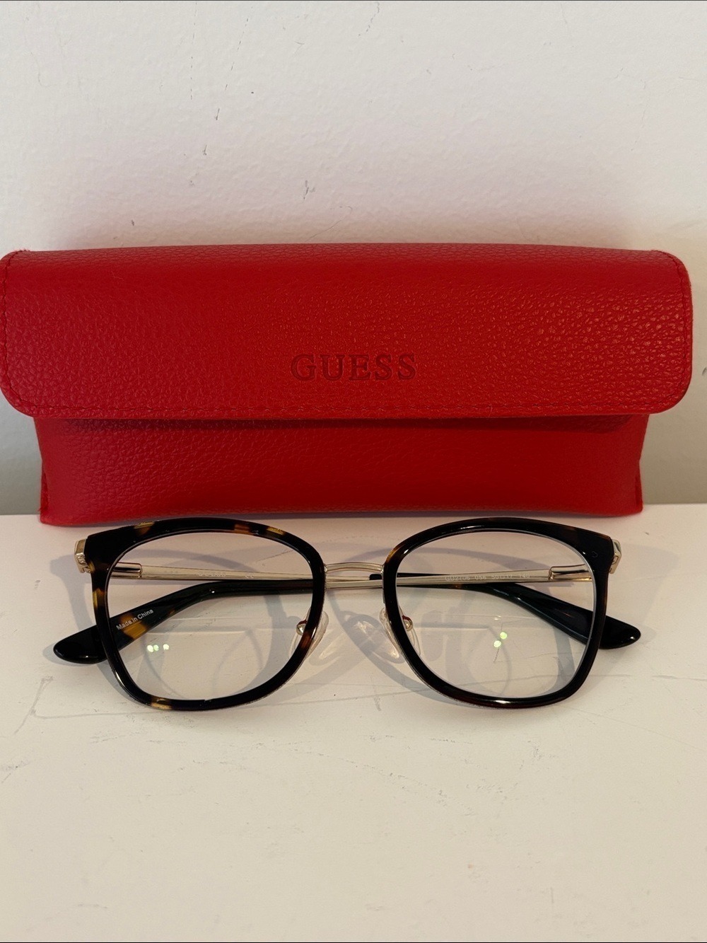 Guess eye glass frames in case GU2706 tortoise brown gold tone metal flex hinges
